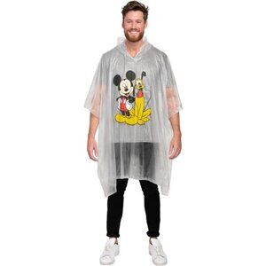 Mickey Mouse Pluto Rain Poncho Hoodie Unisex Adult Waterproof Travel Rainwear